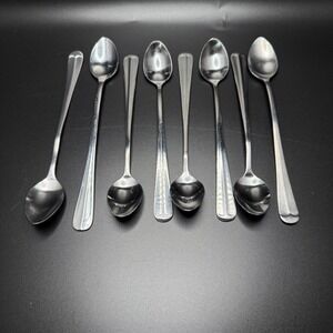 Set of 8 Stainless Steel Spoons Vintage Serving Cutlery Kitchen Utensils